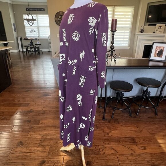 VTG Donna Maxi House Dress Women’s Size Small Pockets Purple Oversized Lounge - Picture 9 of 13